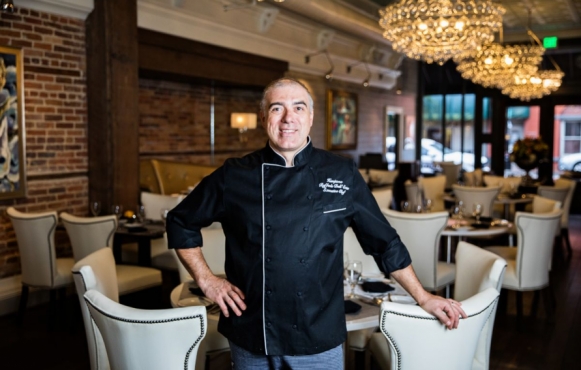 Hamptons' chef inside restaurant